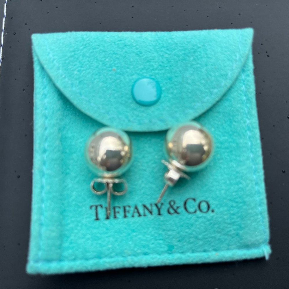 Tiffany large sterling silver 10mm earrings